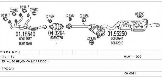 MTS C010031000296 Exhaust System